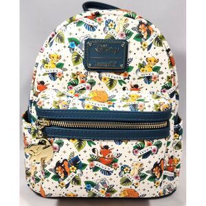 LOUNGEFLY Disney LION KING TATTOO mini Backpack Simba Nala Timon Pumba AOP NEW‎